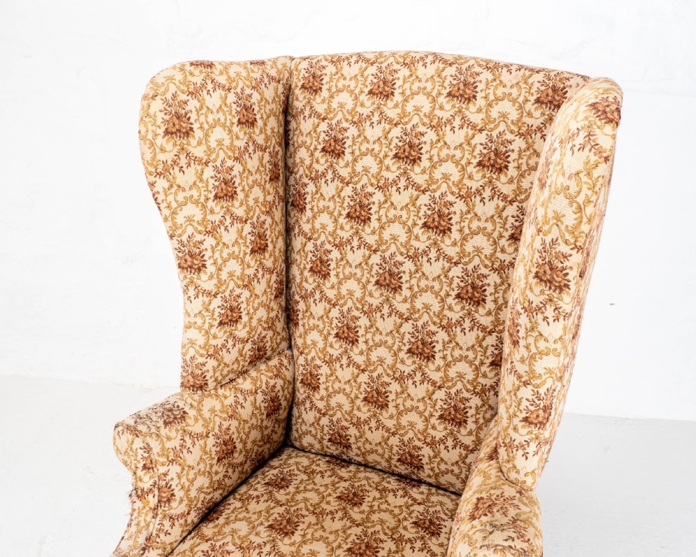Georgian Elm & Mahogany Wing Back Armchair C18th (George III) View X