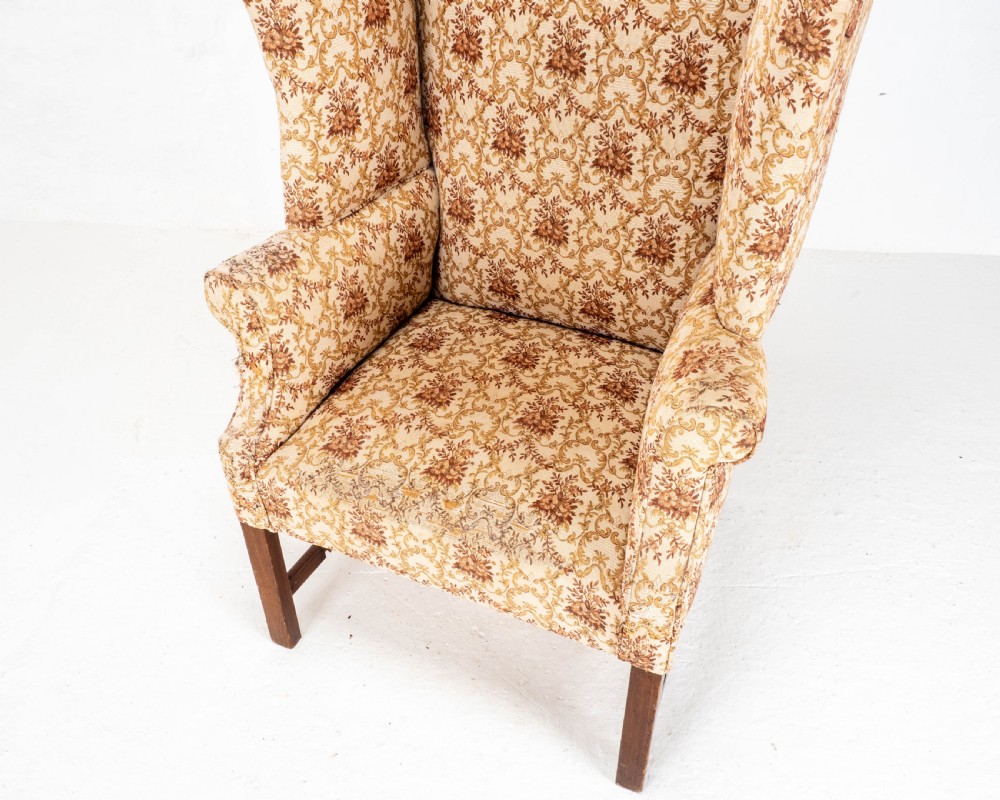 Georgian Elm & Mahogany Wing Back Armchair C18th (George III) View XI