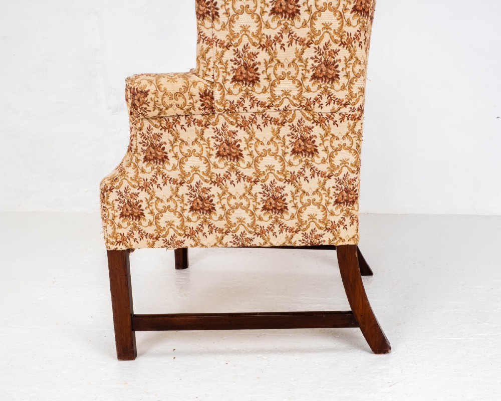 Georgian Elm & Mahogany Wing Back Armchair C18th (George III) View XIII