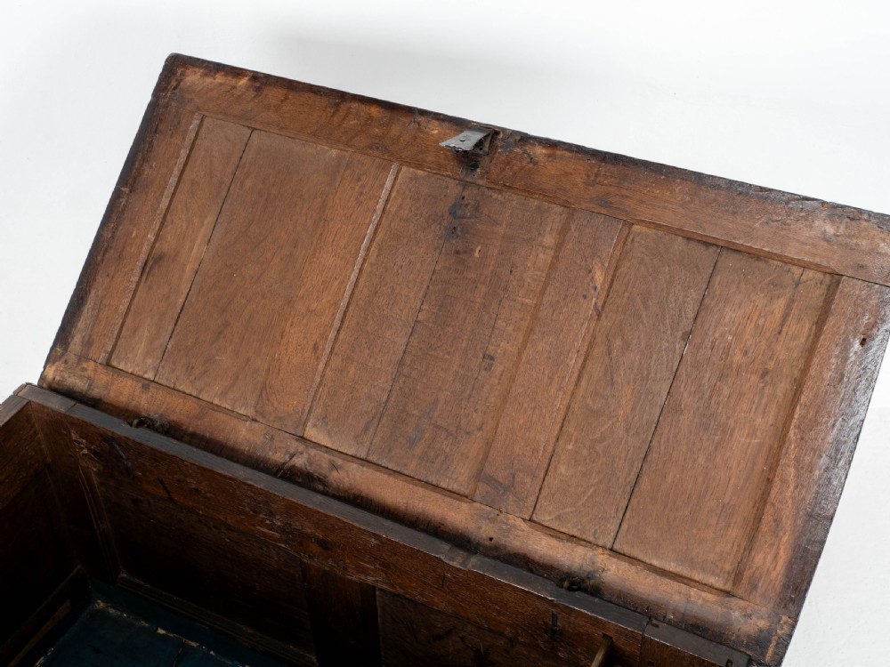 Late C17th Carolean Small Dark Oak Panelled Coffer (Charles II, Jacobean) View XVI