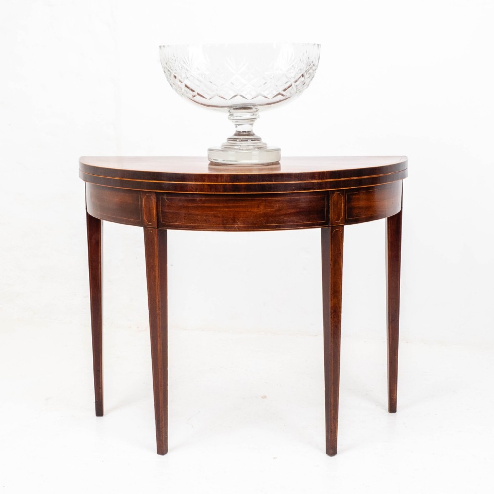George III Demi-Lune Mahogany Inlaid Console Card/Games Table View II