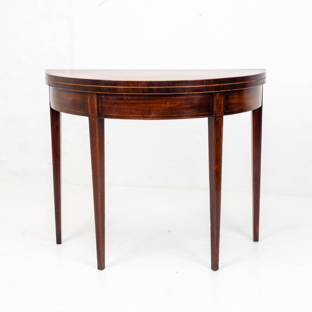 George III Demi-Lune Mahogany Inlaid Console Card/Games Table View III