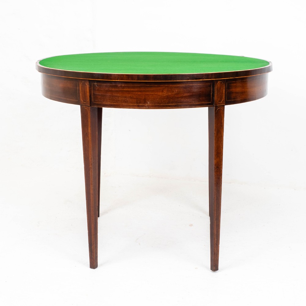 George III Demi-Lune Mahogany Inlaid Console Card/Games Table View VI