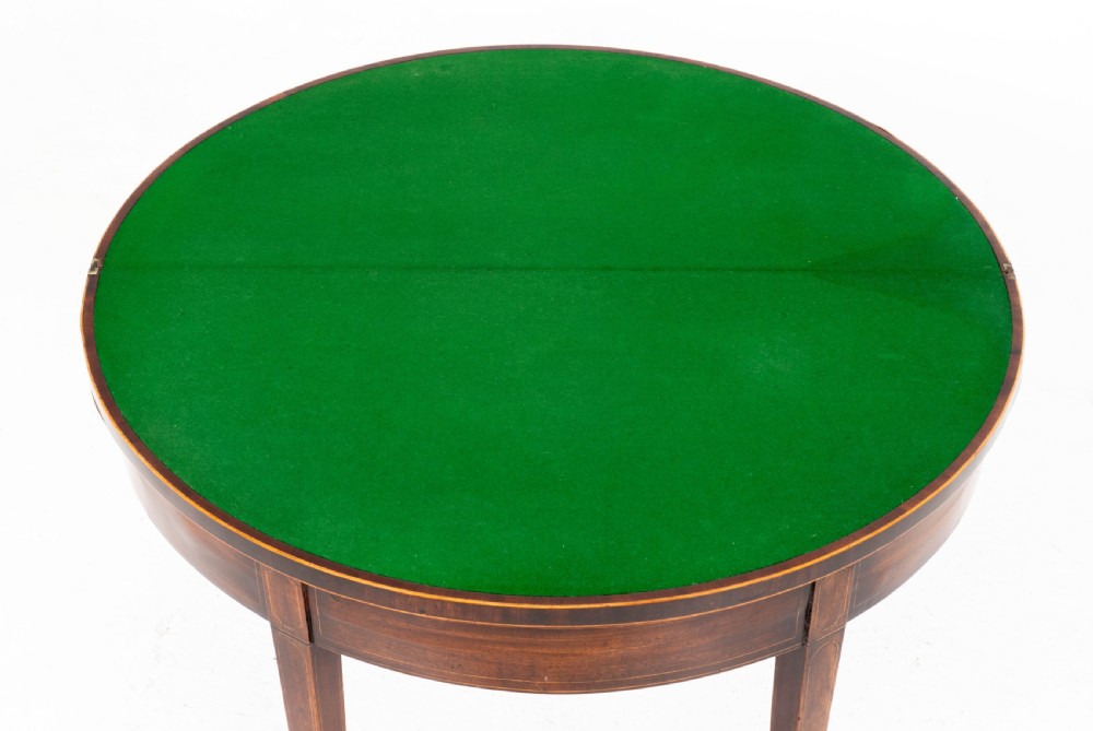 George III Demi-Lune Mahogany Inlaid Console Card/Games Table View XI