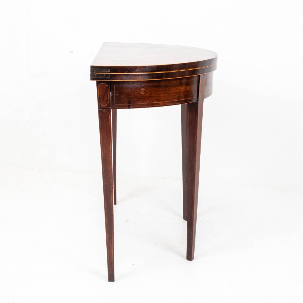 George III Demi-Lune Mahogany Inlaid Console Card/Games Table View XIV