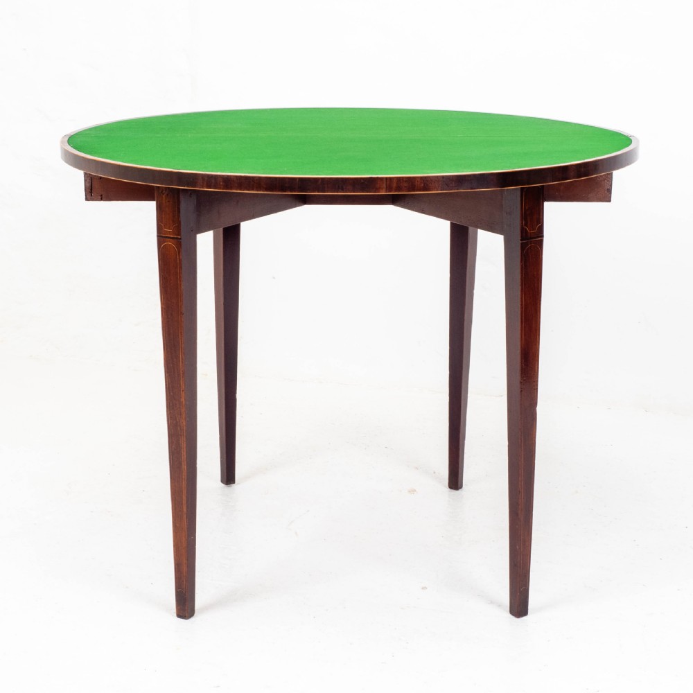 George III Demi-Lune Mahogany Inlaid Console Card/Games Table View XV