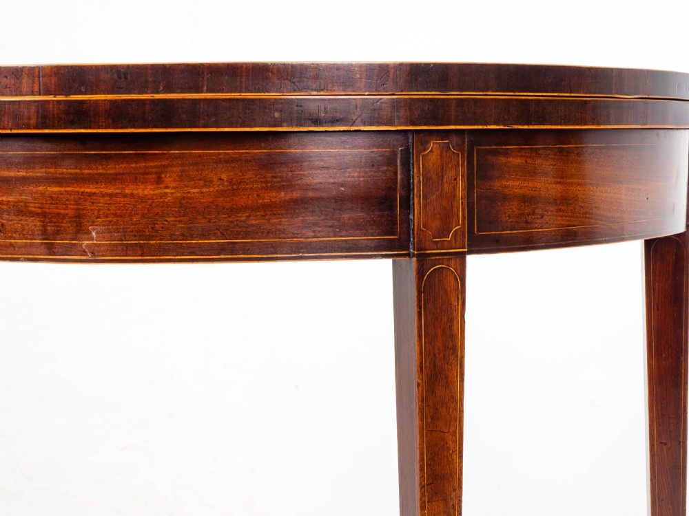 George III Demi-Lune Mahogany Inlaid Console Card/Games Table View XVI