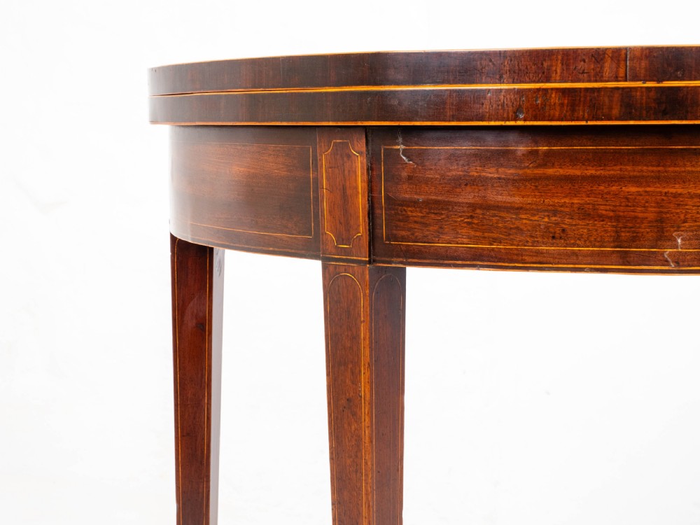 George III Demi-Lune Mahogany Inlaid Console Card/Games Table View XVII