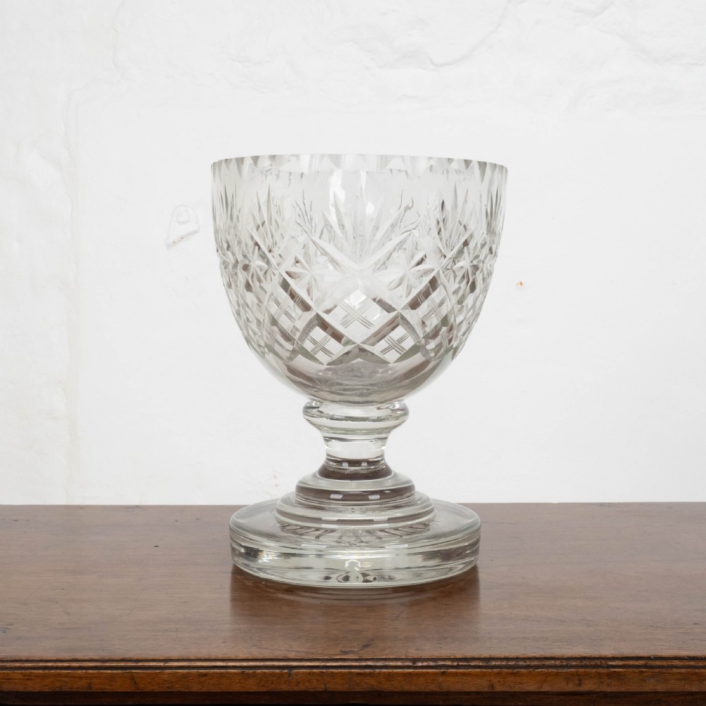 Victorian Large Crystal Cut Glass Oval Pedestal Bowl / Centrepiece C19th View VII
