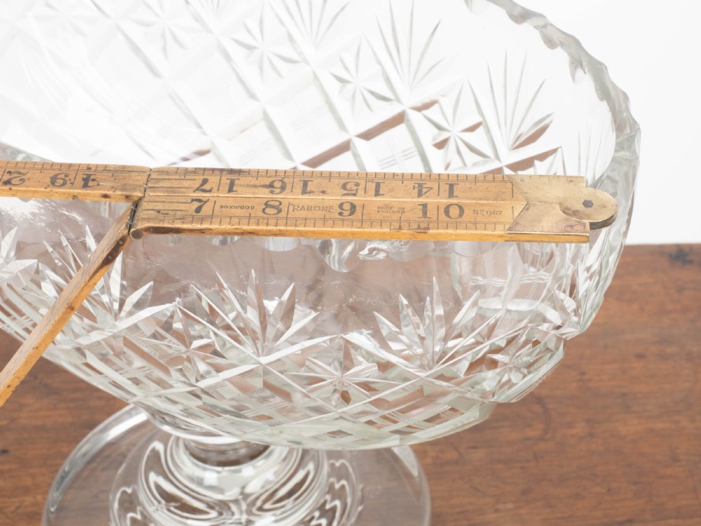 Victorian Large Crystal Cut Glass Oval Pedestal Bowl / Centrepiece C19th View XVIII
