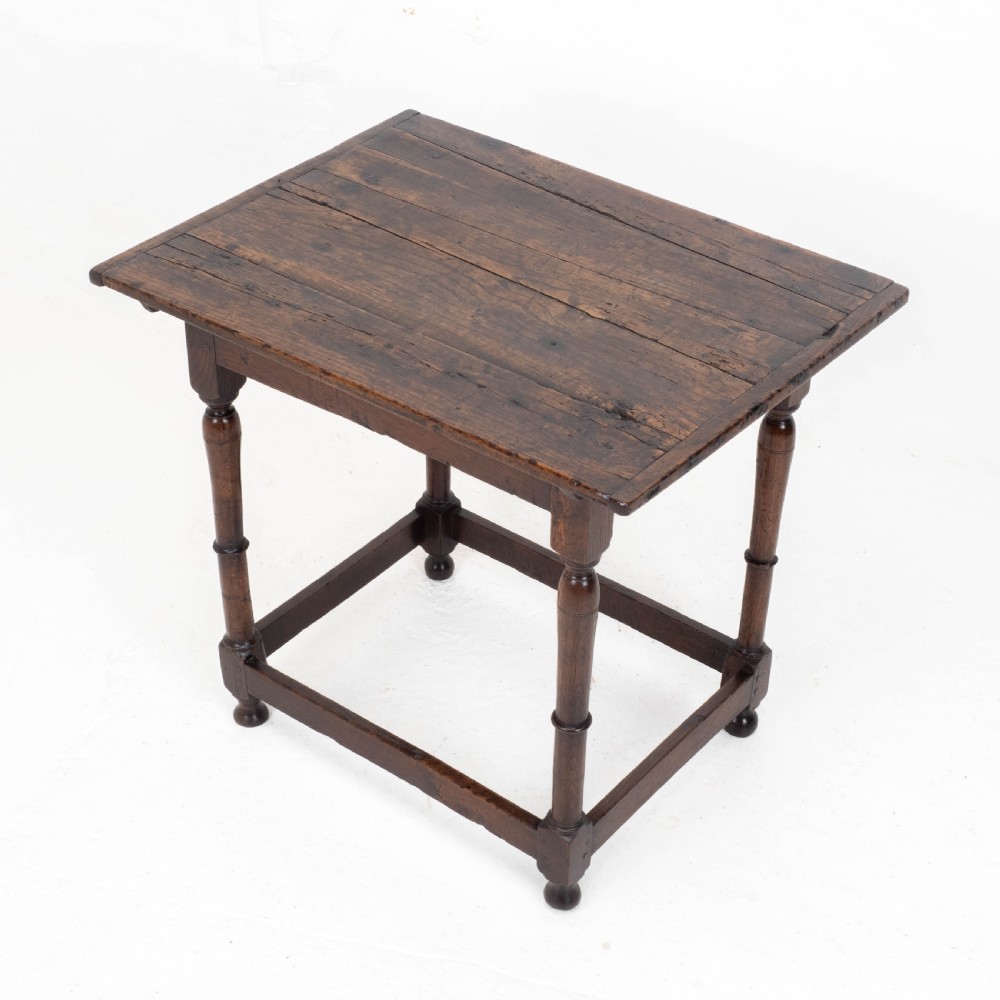 C17th Carolean Oak Plank Top Country Side Table (Jacobean, William & Mary) View II