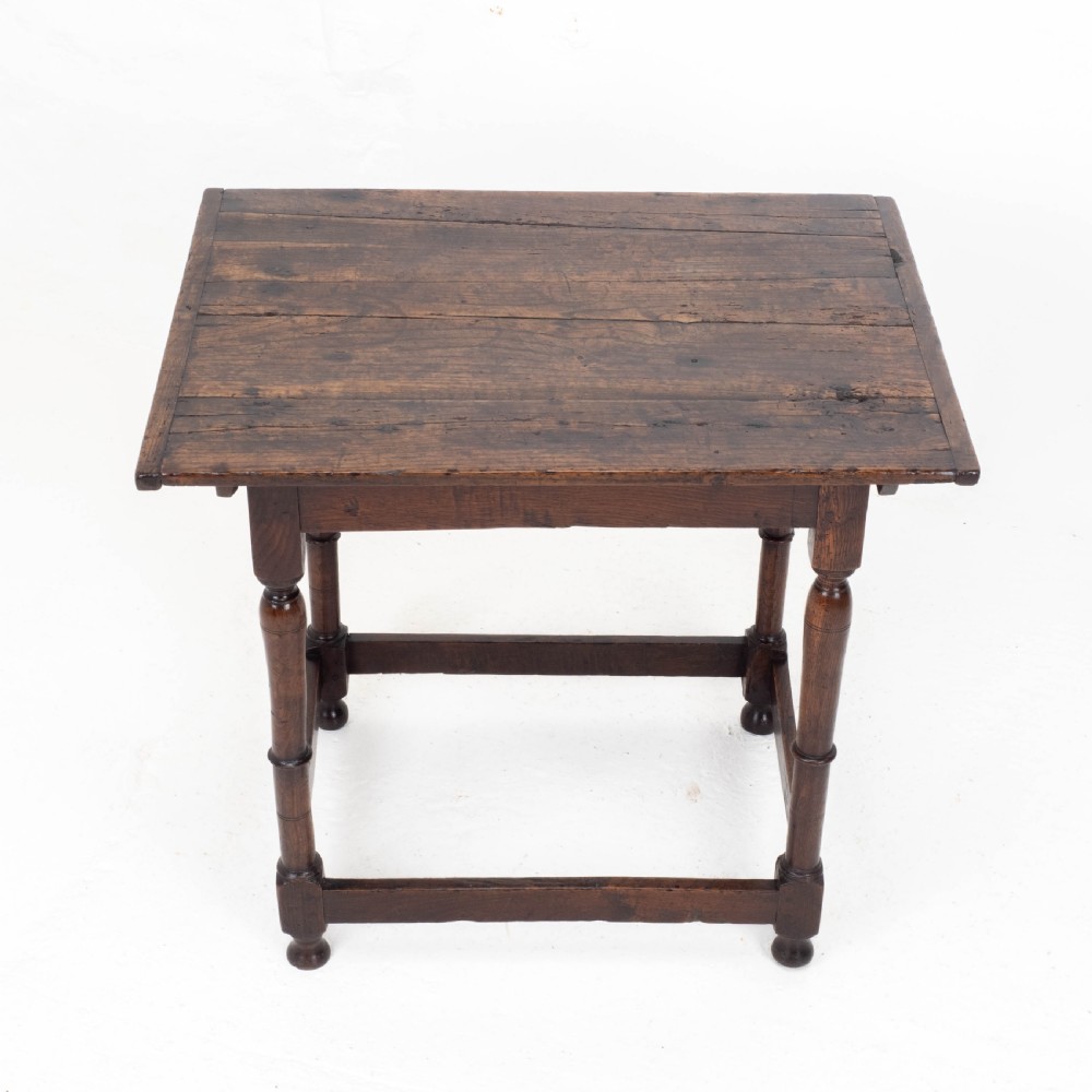 C17th Carolean Oak Plank Top Country Side Table (Jacobean, William & Mary) View III