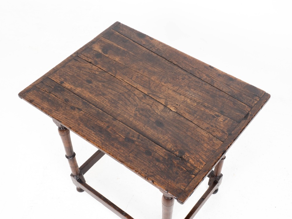 C17th Carolean Oak Plank Top Country Side Table (Jacobean, William & Mary) View IV