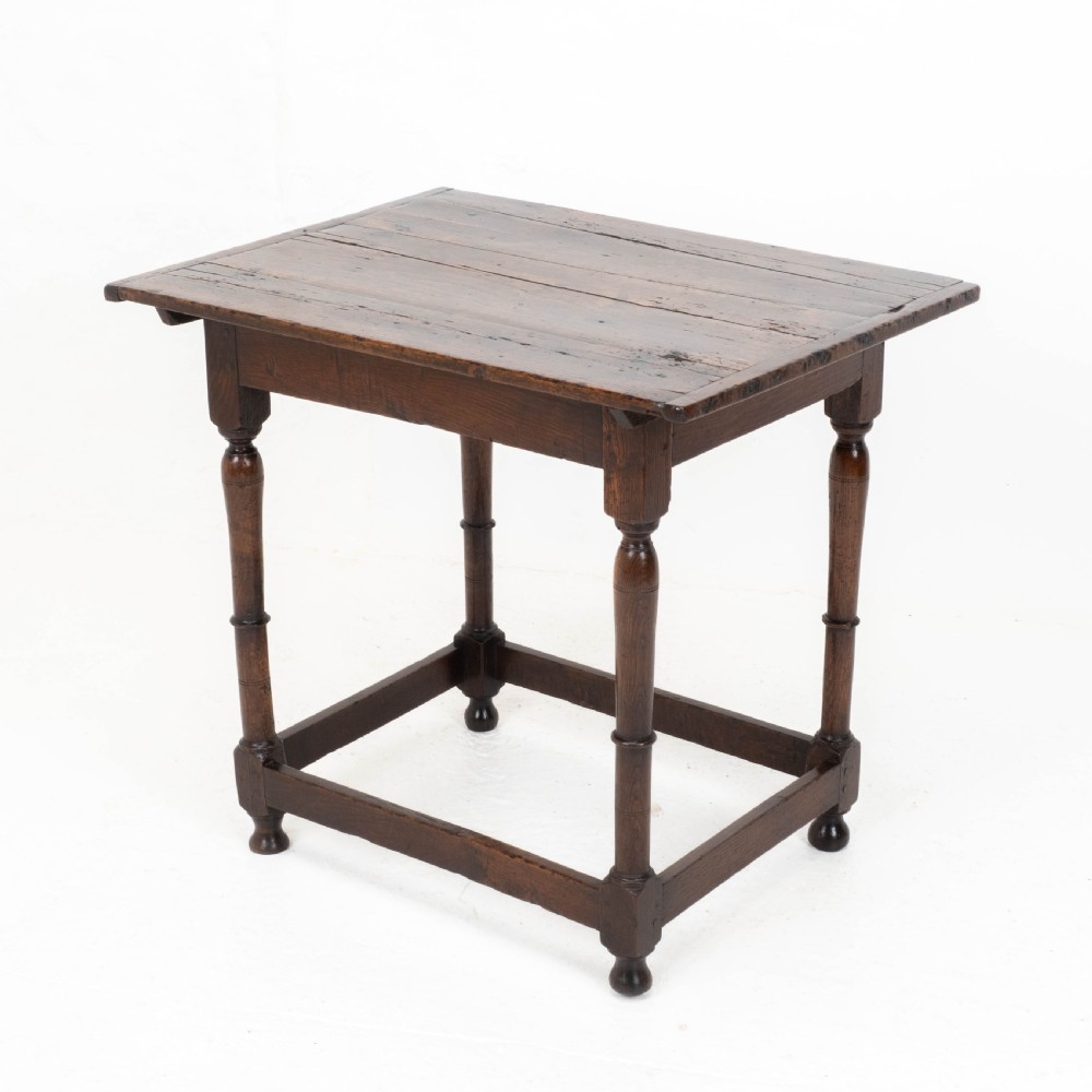 C17th Carolean Oak Plank Top Country Side Table (Jacobean, William & Mary) View VI