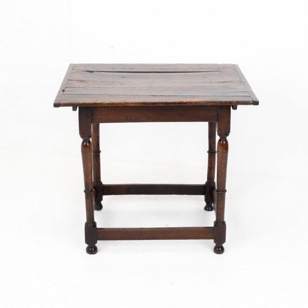C17th Carolean Oak Plank Top Country Side Table (Jacobean, William & Mary) View X