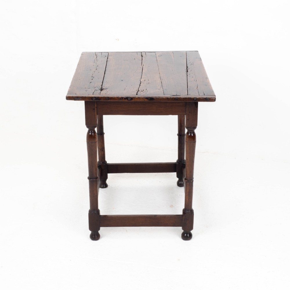 C17th Carolean Oak Plank Top Country Side Table (Jacobean, William & Mary) View XI