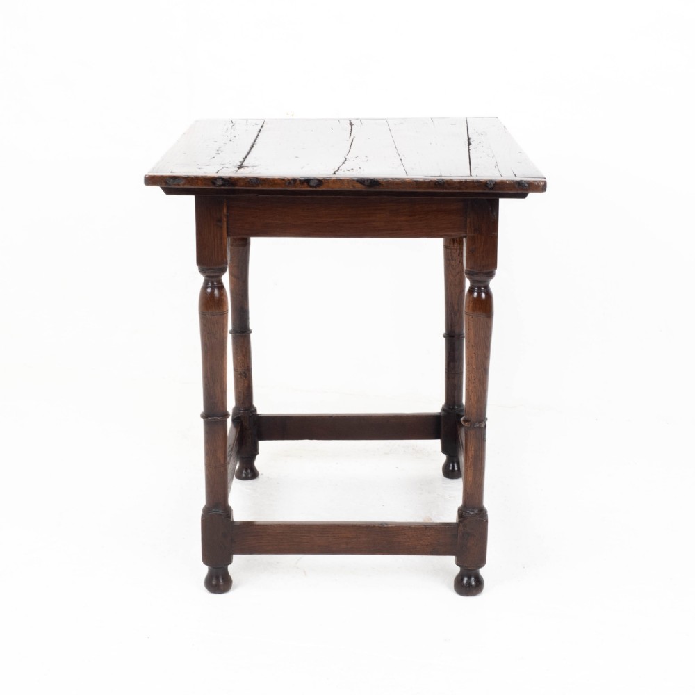 C17th Carolean Oak Plank Top Country Side Table (Jacobean, William & Mary) View XII