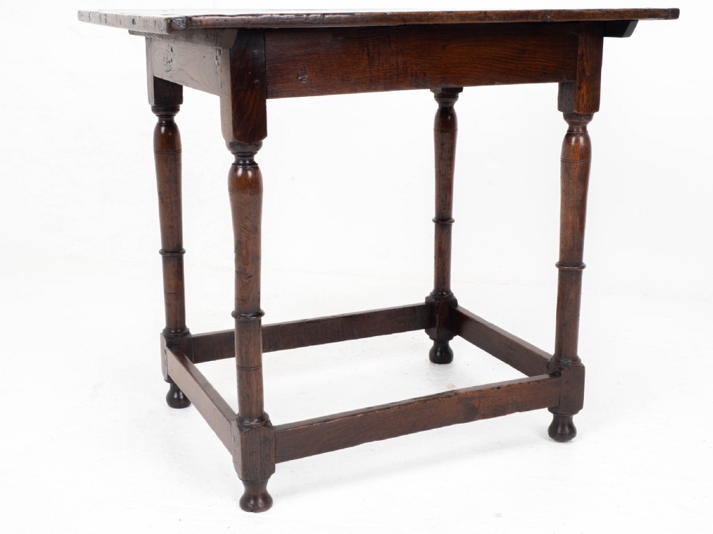 C17th Carolean Oak Plank Top Country Side Table (Jacobean, William & Mary) View XIX