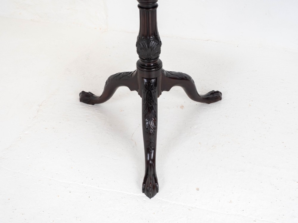 Georgian Lobed Top Carved Mahogany Birdcage Tripod Supper Table C18th View XI
