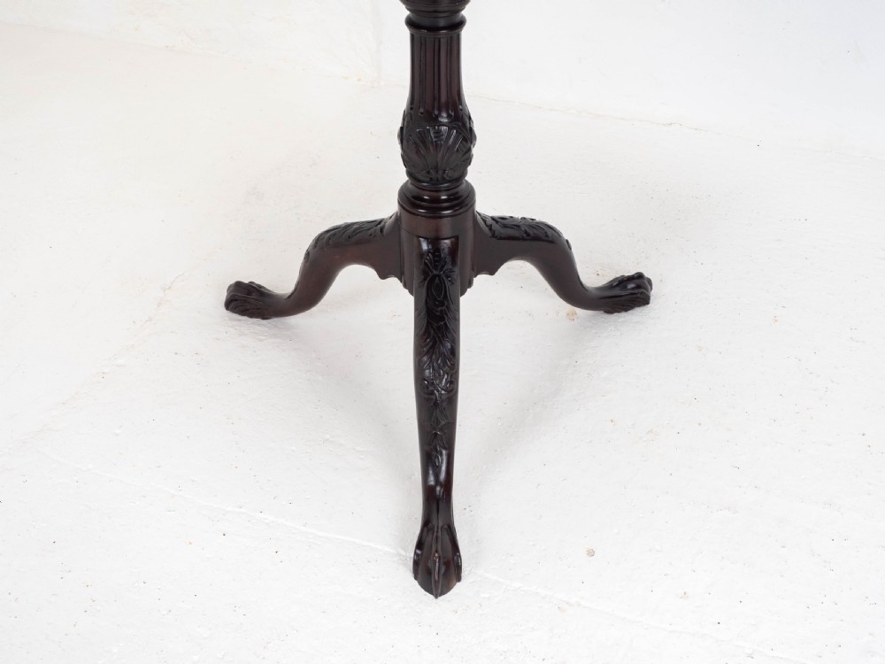 Georgian Lobed Top Carved Mahogany Birdcage Tripod Supper Table C18th View XII