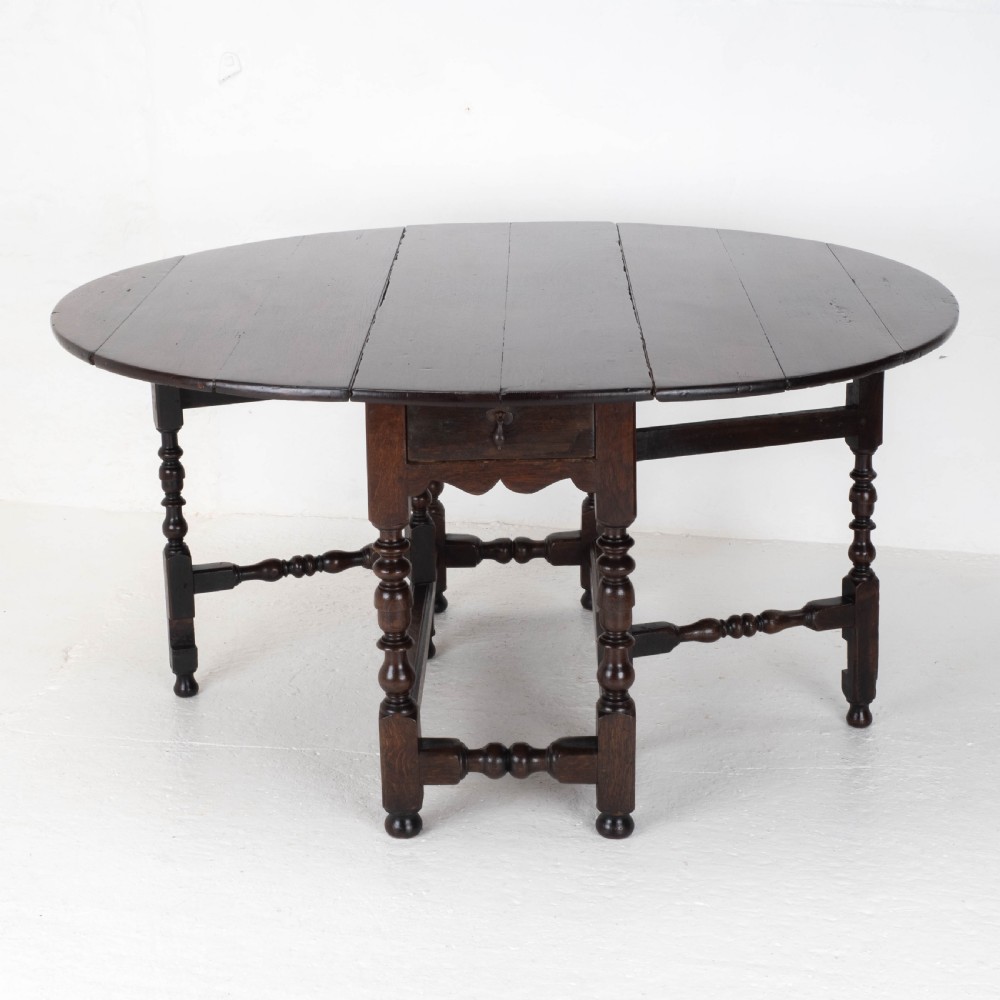 Early C18th Oak Oval Gateleg Country Dining Table (C17th, Jacobean, Carolean)