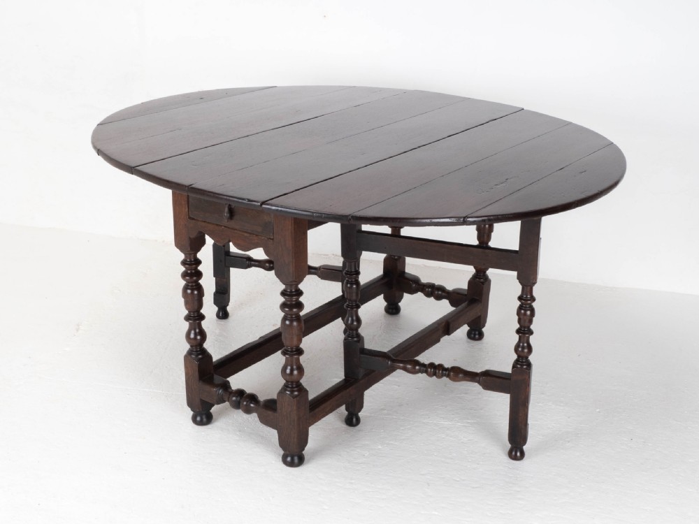 Early C18th Oak Oval Gateleg Country Dining Table (C17th, Jacobean, Carolean) View IX