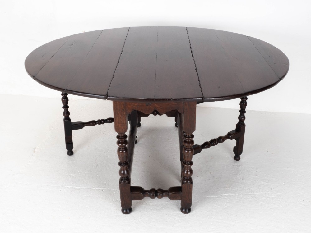 Early C18th Oak Oval Gateleg Country Dining Table (C17th, Jacobean, Carolean) View XVIII