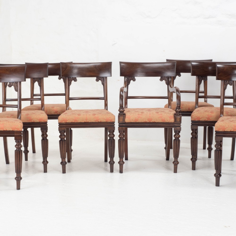 Set of 8 Regency / William IV Bar Back Mahogany Dining Chairs & Carver