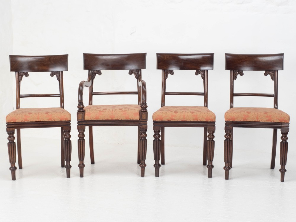 Set of 8 Regency / William IV Bar Back Mahogany Dining Chairs & Carver View IV