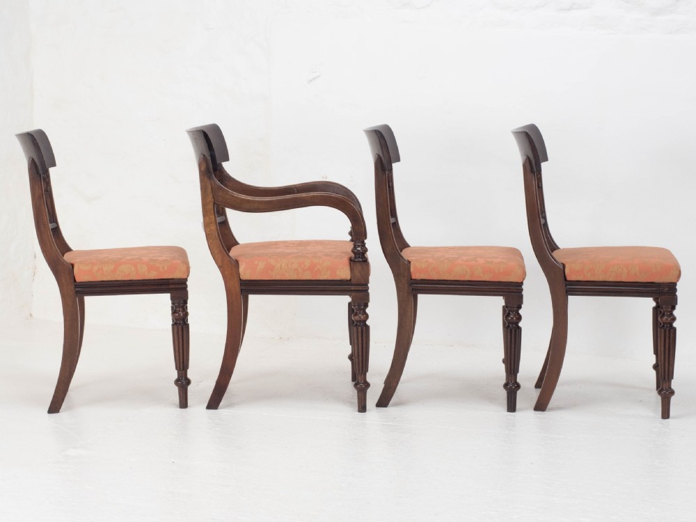 Set of 8 Regency / William IV Bar Back Mahogany Dining Chairs & Carver View VI