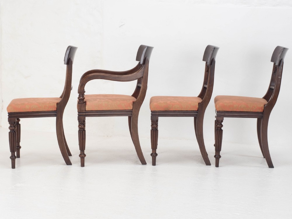 Set of 8 Regency / William IV Bar Back Mahogany Dining Chairs & Carver View VIII