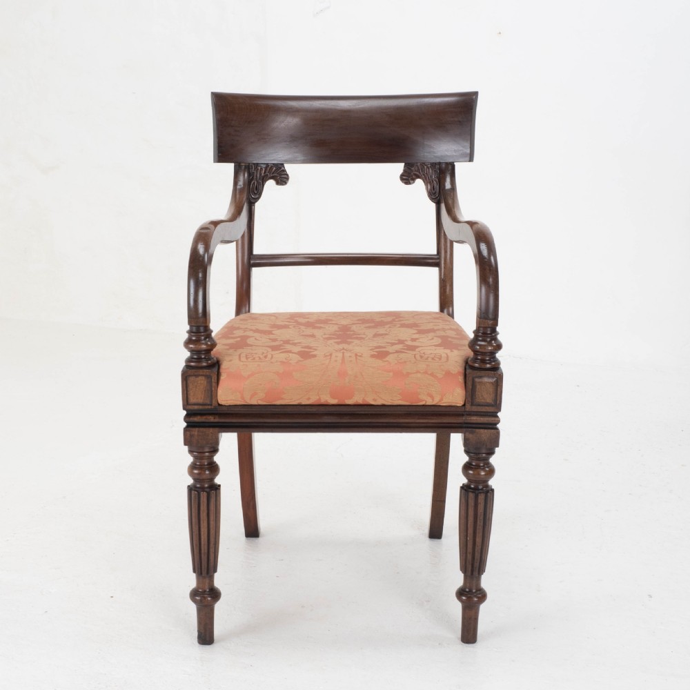 Set of 8 Regency / William IV Bar Back Mahogany Dining Chairs & Carver View XIII