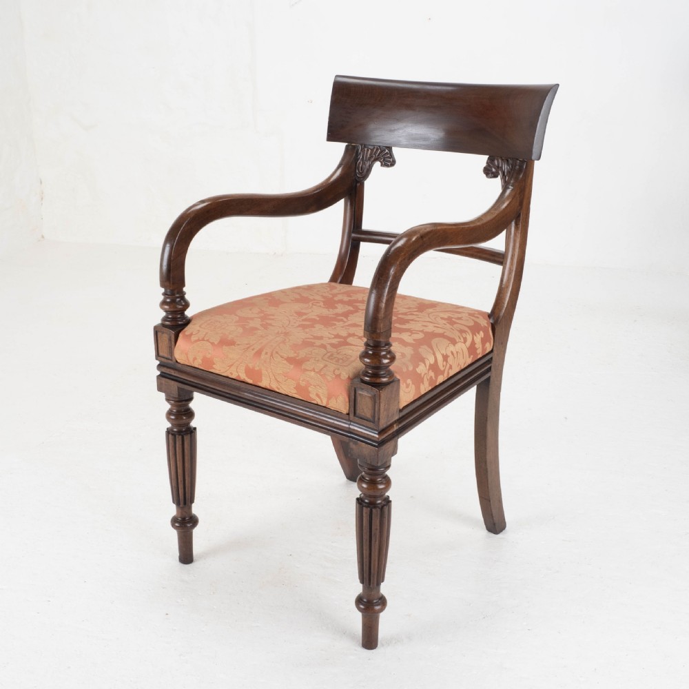 Set of 8 Regency / William IV Bar Back Mahogany Dining Chairs & Carver View XV
