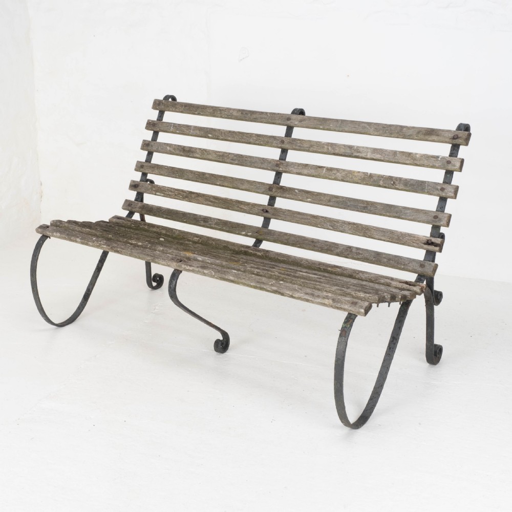 Victorian Strapwork Iron Slatted Garden Bench C19th