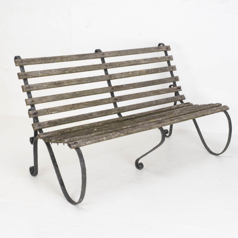 Victorian Strapwork Iron Slatted Garden Bench C19th View II