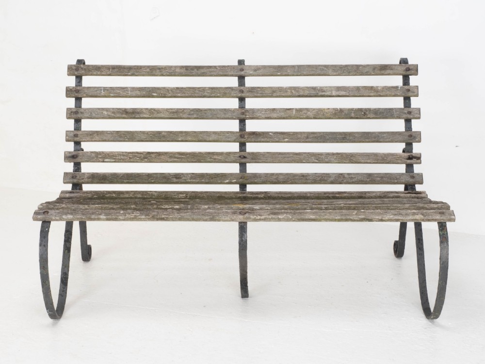 Victorian Strapwork Iron Slatted Garden Bench C19th View III