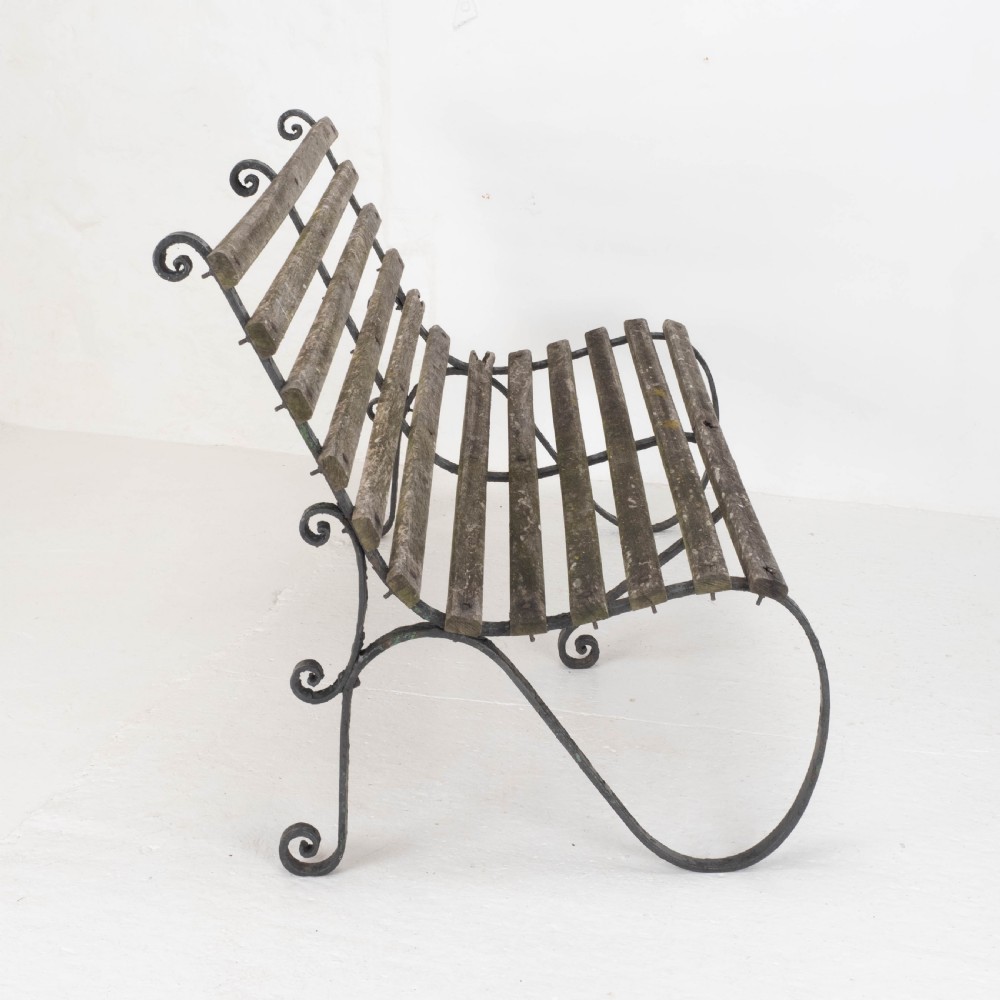 Victorian Strapwork Iron Slatted Garden Bench C19th View V