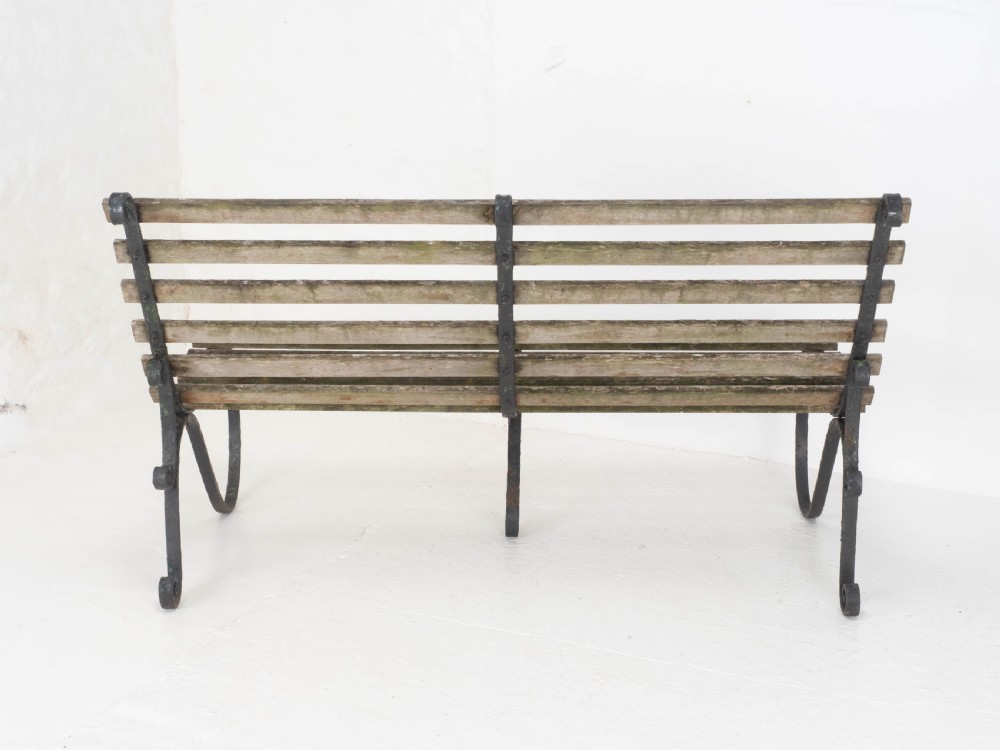 Victorian Strapwork Iron Slatted Garden Bench C19th View VI