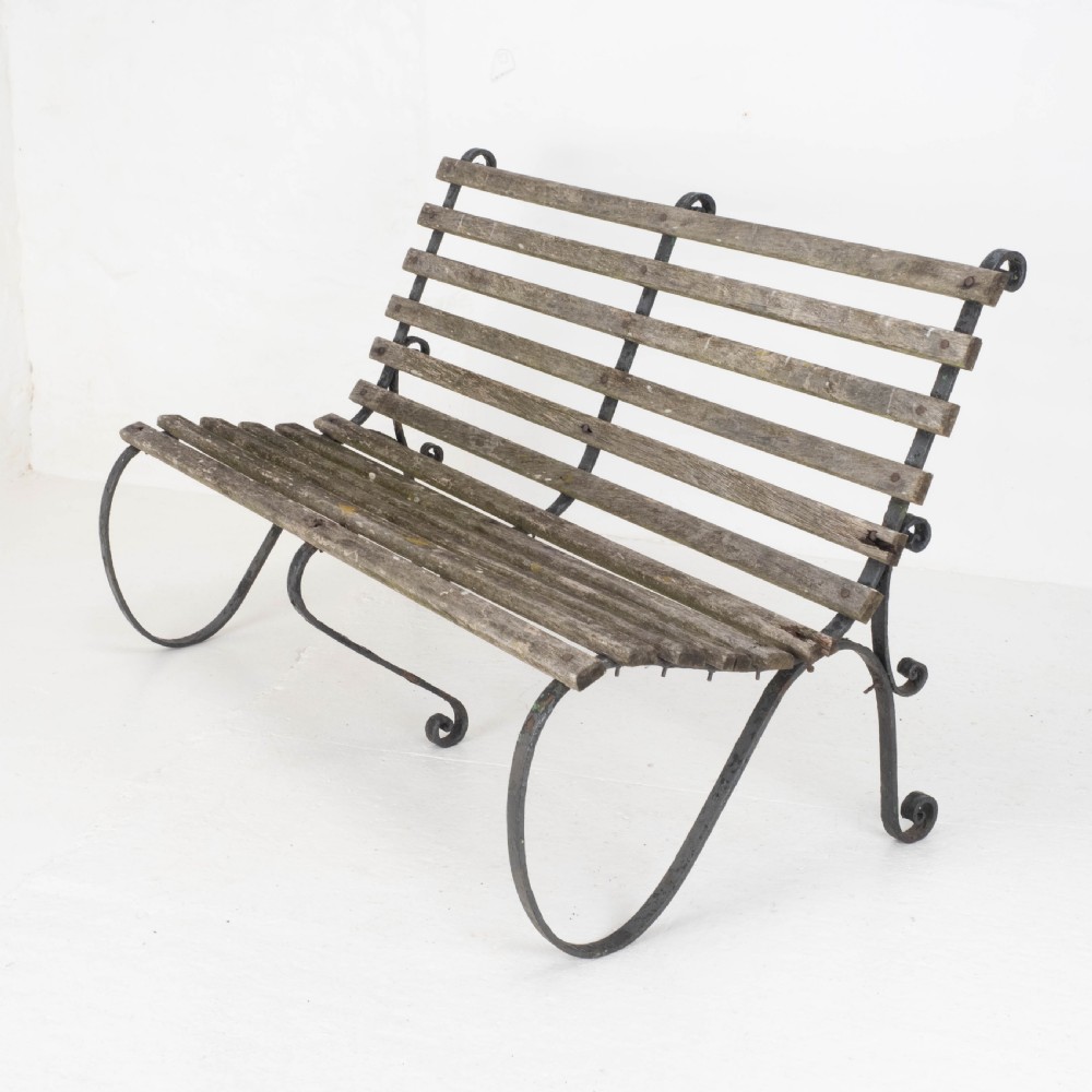 Victorian Strapwork Iron Slatted Garden Bench C19th View VIII