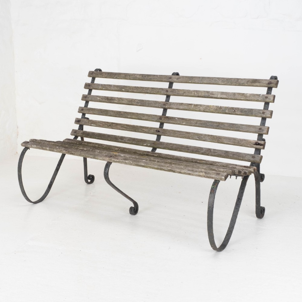 Victorian Strapwork Iron Slatted Garden Bench C19th View IX