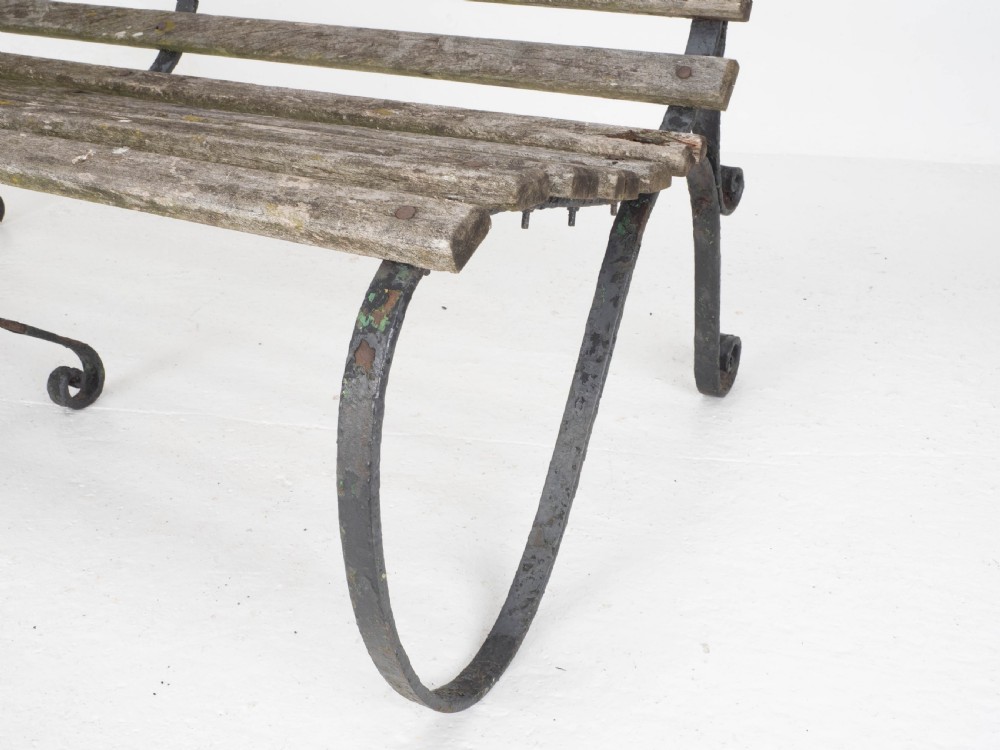 Victorian Strapwork Iron Slatted Garden Bench C19th View X