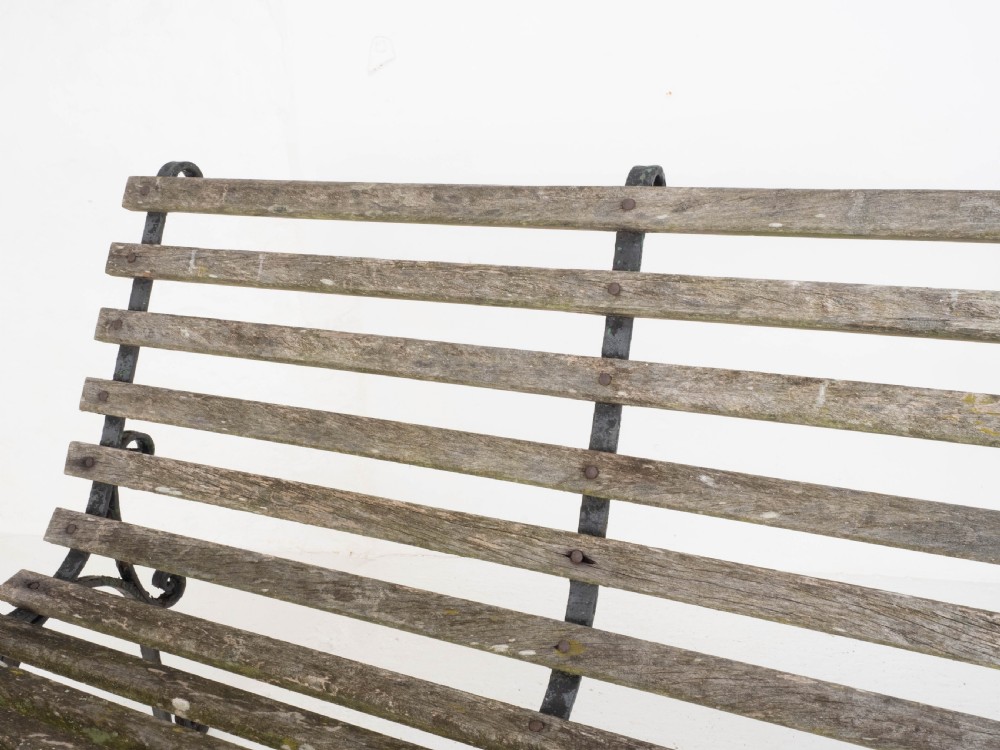 Victorian Strapwork Iron Slatted Garden Bench C19th View XIV