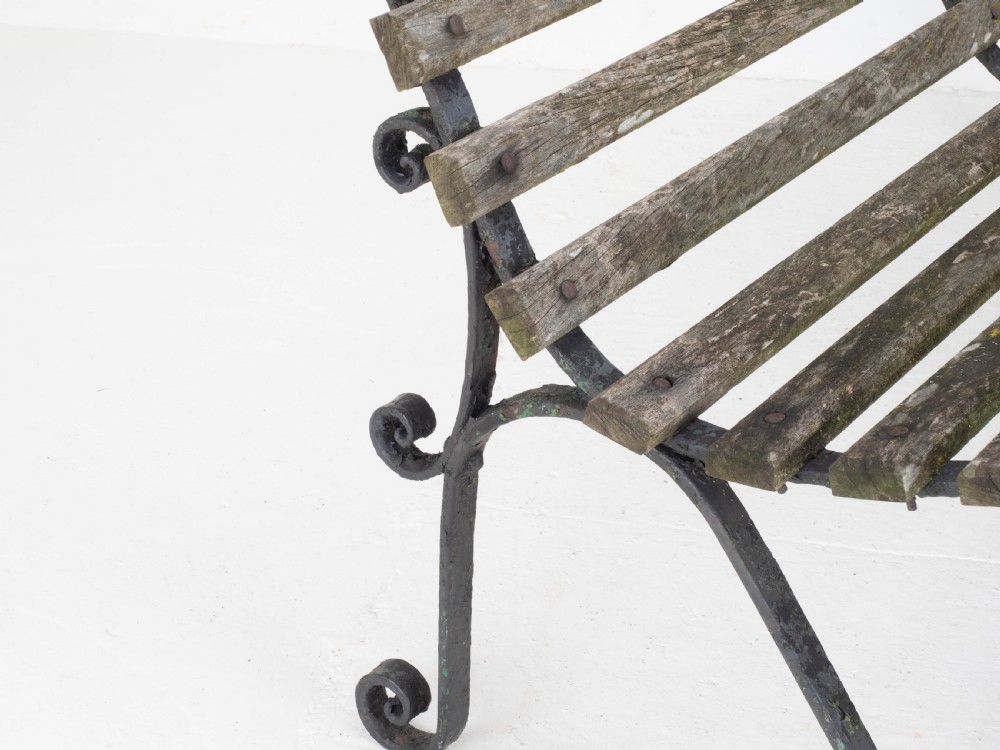 Victorian Strapwork Iron Slatted Garden Bench C19th View XVIII
