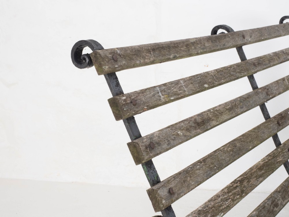 Victorian Strapwork Iron Slatted Garden Bench C19th View XIX