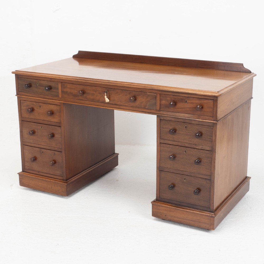 Victorian Maple and Co Mahogany Pedestal Desk C1876