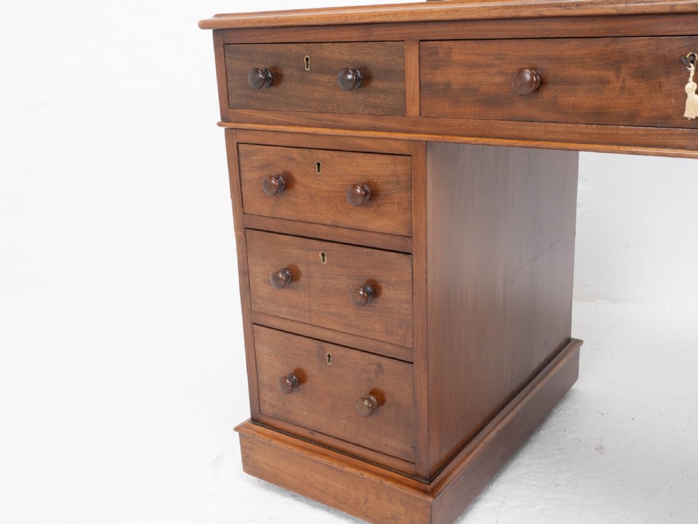 Victorian Maple and Co Mahogany Pedestal Desk C1876 View XVI