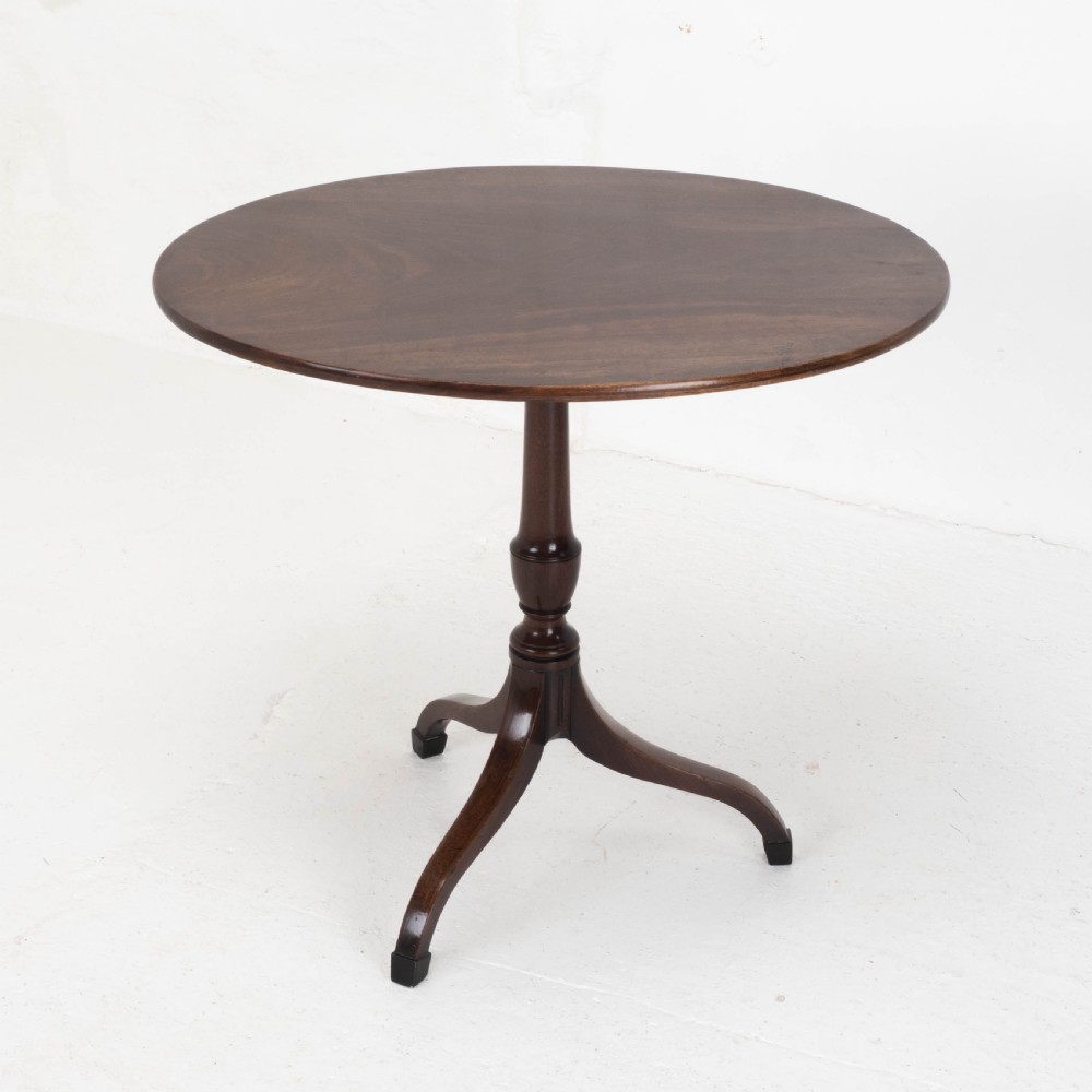 Georgian Mahogany Oval Inlaid Tilt Top Tripod Table C1800 (Regency, Side, Lamp) View III