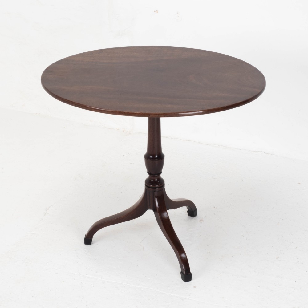 Georgian Mahogany Oval Inlaid Tilt Top Tripod Table C1800 (Regency, Side, Lamp) View IV