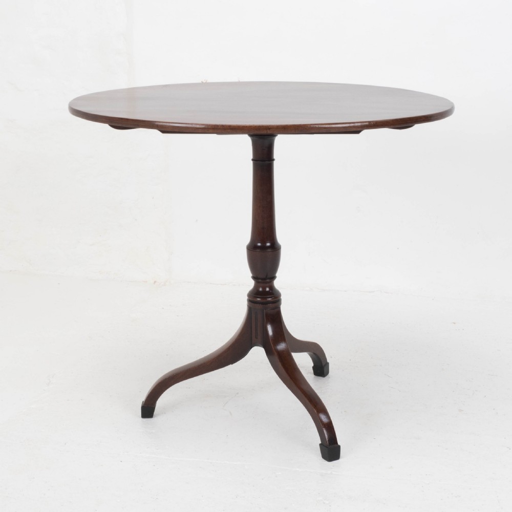 Georgian Mahogany Oval Inlaid Tilt Top Tripod Table C1800 (Regency, Side, Lamp) View VI