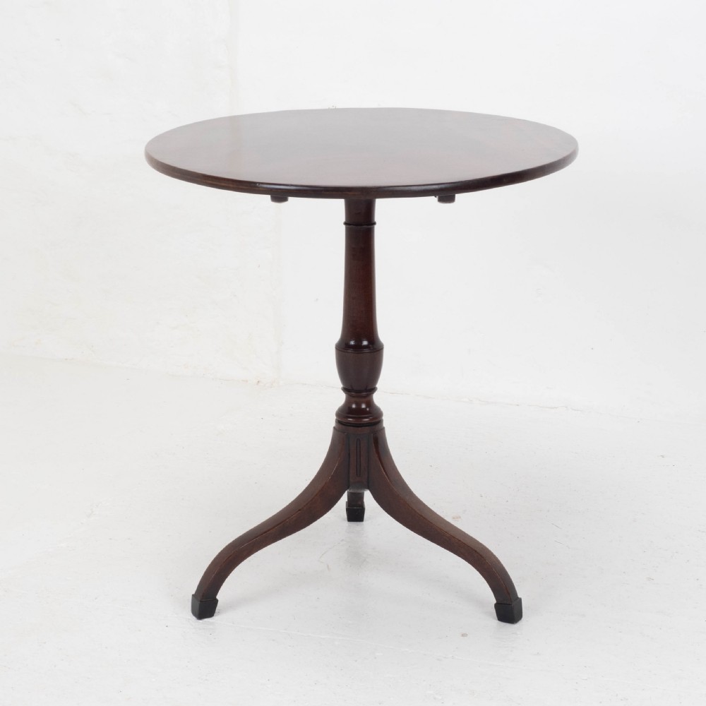 Georgian Mahogany Oval Inlaid Tilt Top Tripod Table C1800 (Regency, Side, Lamp) View VII